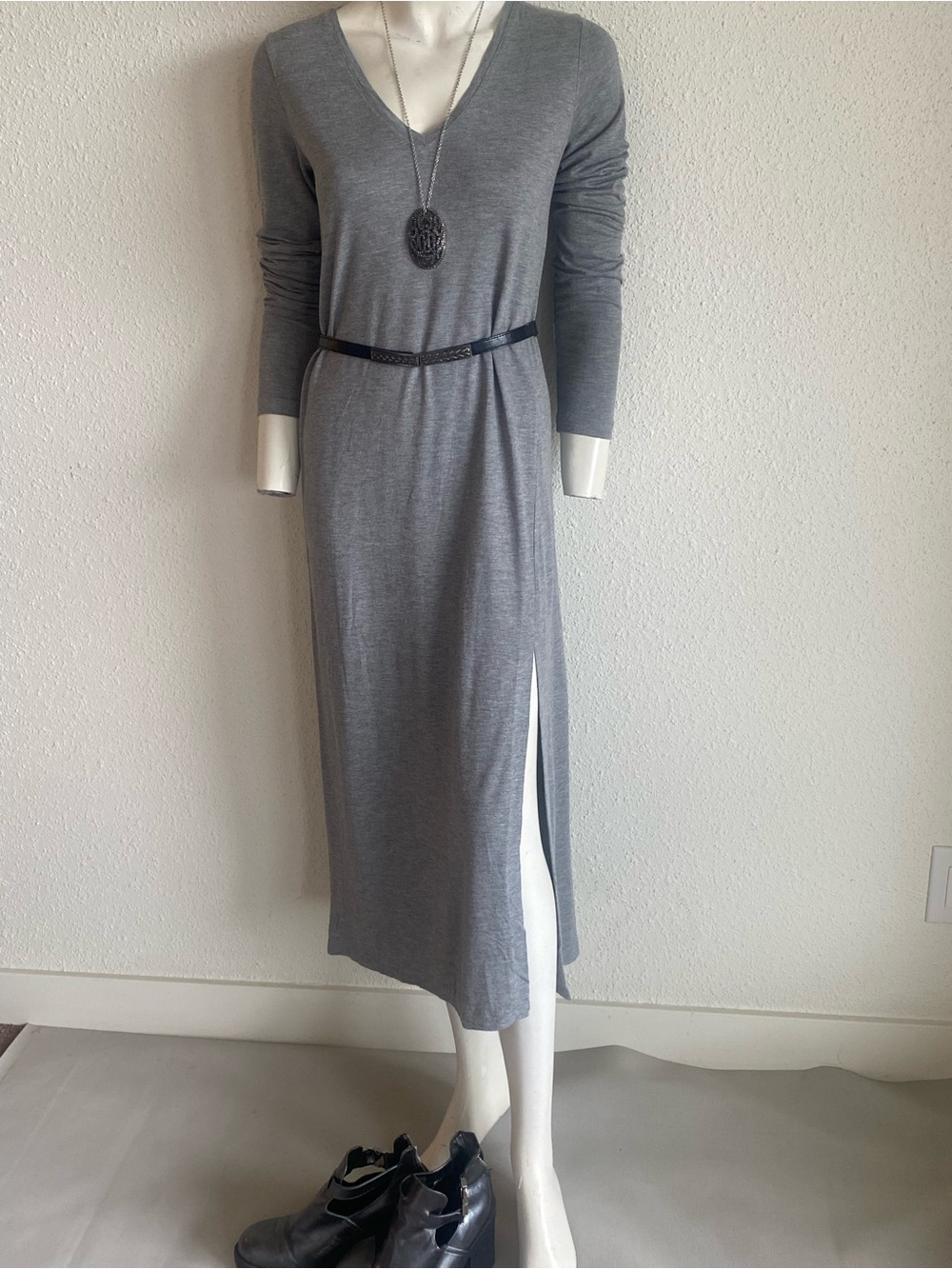 Club Monaco Heather Gray Jersey Knit Maxi Dress Medium